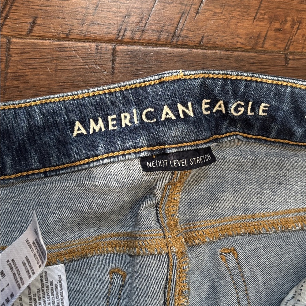 0 Long American Eagle Outfitters Dark Blue Distressed jegging - Picture 3 of 5